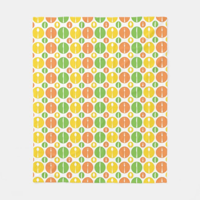 Couverture Polaire Motif vintage de couverts (Devant)