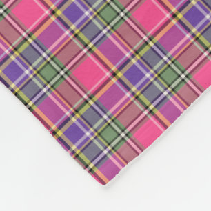 Couverture Polaire Motif Vintage rose chaud et violet