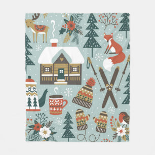 Couverture Polaire Motif vintage sans couture dessiné à la main avec 