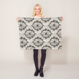 Couverture Polaire Motif Web en blanc sans couture noire Spider -