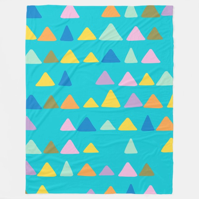 Couverture Polaire Motif Whimsical et Triangle mignon en Turquoise (Devant)