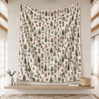 Couverture Polaire Motifs sans couture de Noël à l'aquarelle