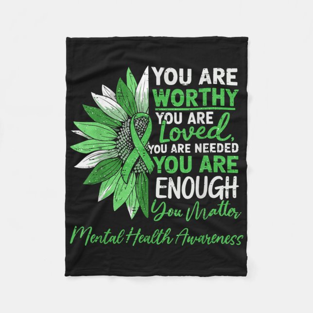 Couverture Polaire Motivationnel Santé mentale Guerrier vert (Devant)