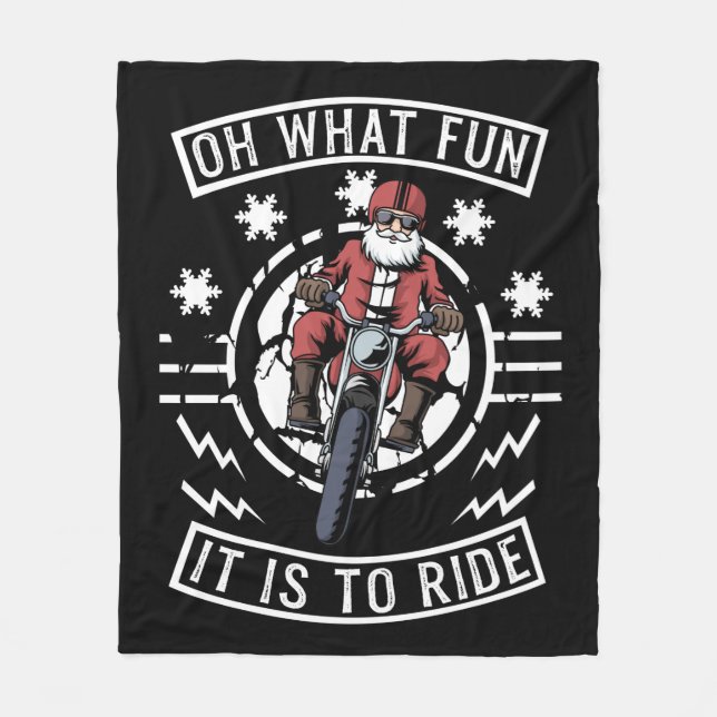 Couverture Polaire Moto de Noël Santa Claus Biker Papa Bike (Devant)