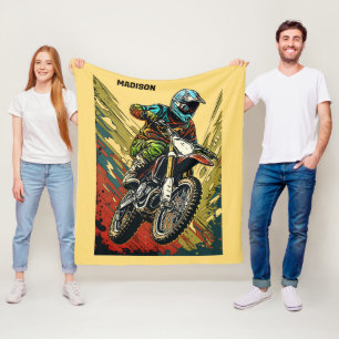 Couverture Polaire Motocross de nom personnalisé