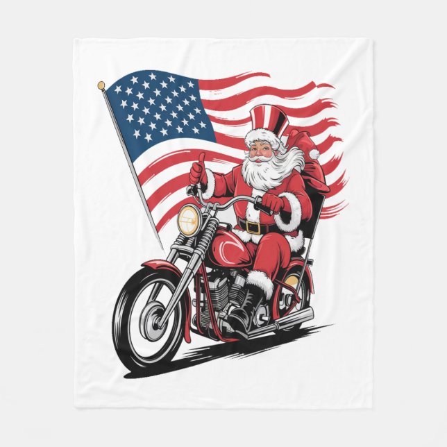 Couverture Polaire Motocyclette Patriotique Oncle Sam (Devant)