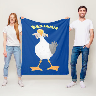 Couverture Polaire Mouette drôle avec frites dessin animé