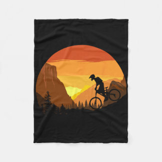 Couverture Polaire Mountain Biking Retro Sunset Trail Rider 