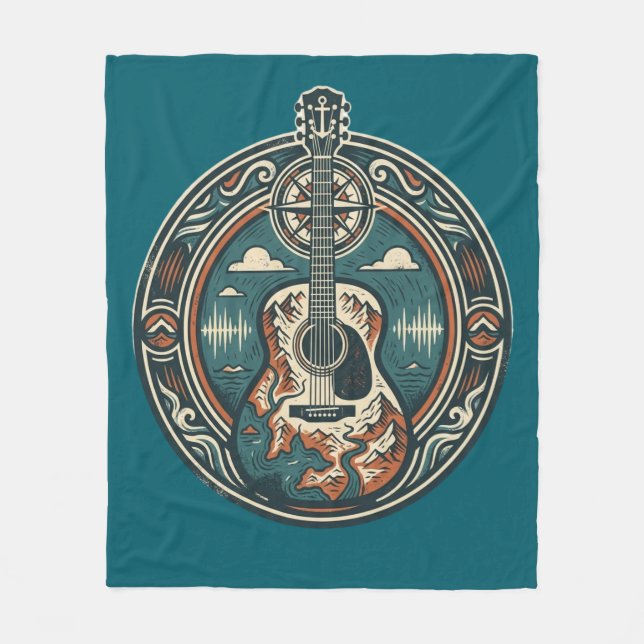 Couverture Polaire Mountain Melody Acoustic Guitar Crest Fleece Blank (Devant)