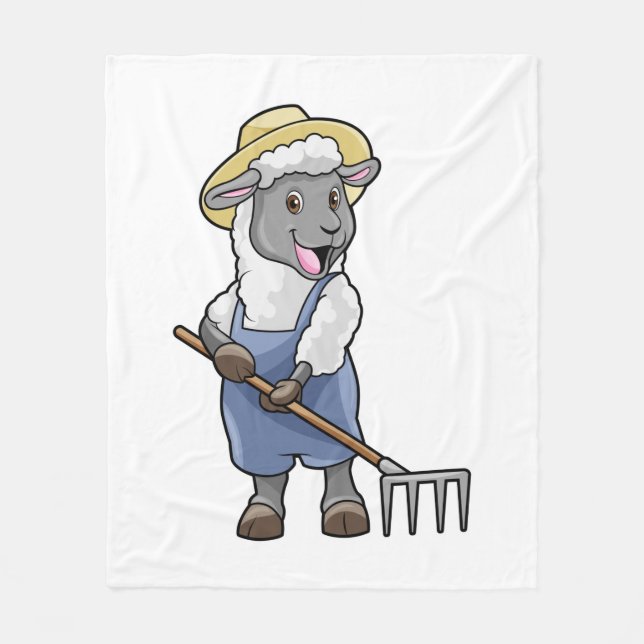 Couverture Polaire Moutons fermiers avec gâteau et Casquette (Devant)