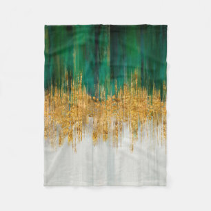 Couverture Polaire Mouvement vert et or abstrait