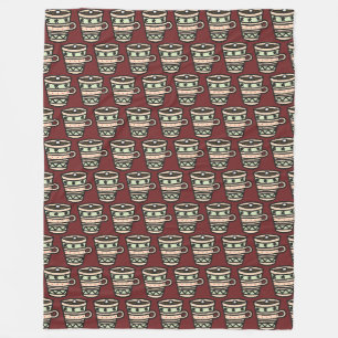 Couverture Polaire Mugs de cacao avec Marshmallow Motif Bourgogne
