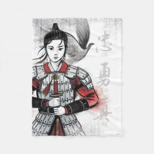 Couverture Polaire Mulan Dans L'Aquarelle "Loyal Brave True"