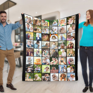Couverture Polaire Multi Photo 48 Image Grille Collage noir