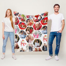 Multi Photo Collage Simple Moderne Hexagon Motif