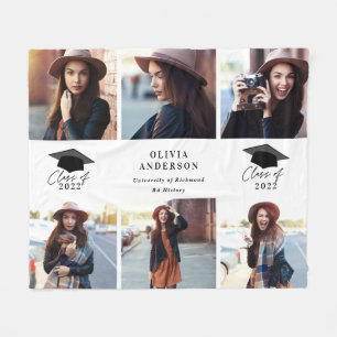 Couverture Polaire Multi photo moderne noir blanc script graduation d