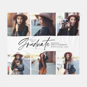 Couverture Polaire Multi photo moderne noir blanc script graduation d