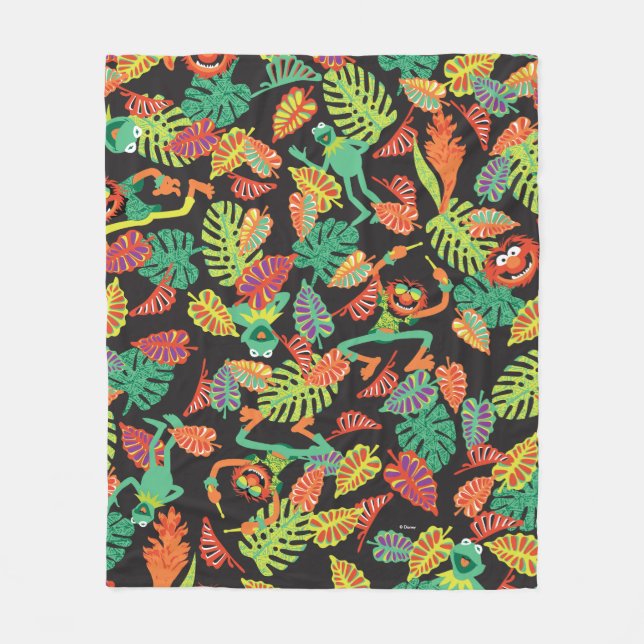 Couverture Polaire Muppets| Kermit et Motif animal tropicaux (Devant)