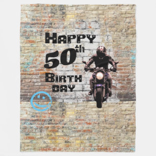 Couverture Polaire Mur de briques Industriel Grunge Moto Graffiti