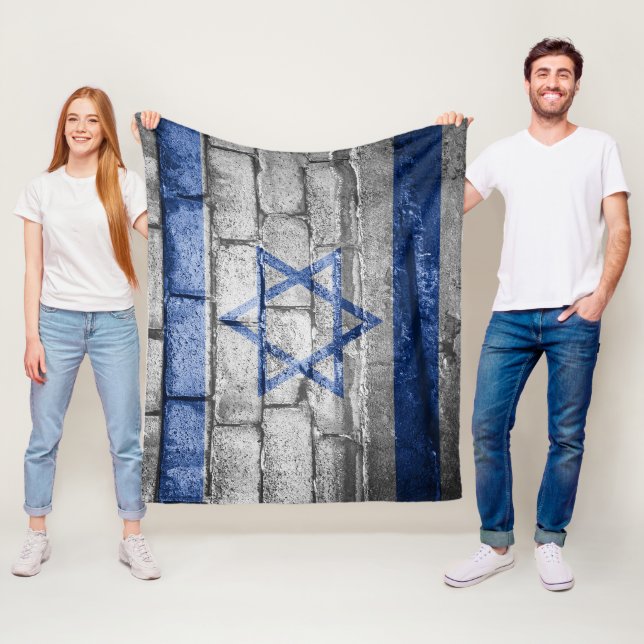 Couverture Polaire Mur du drapeau israélien (En situation)