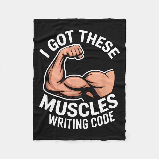 Couverture Polaire muscles drôles écrivant du code disant programmeur (Devant)
