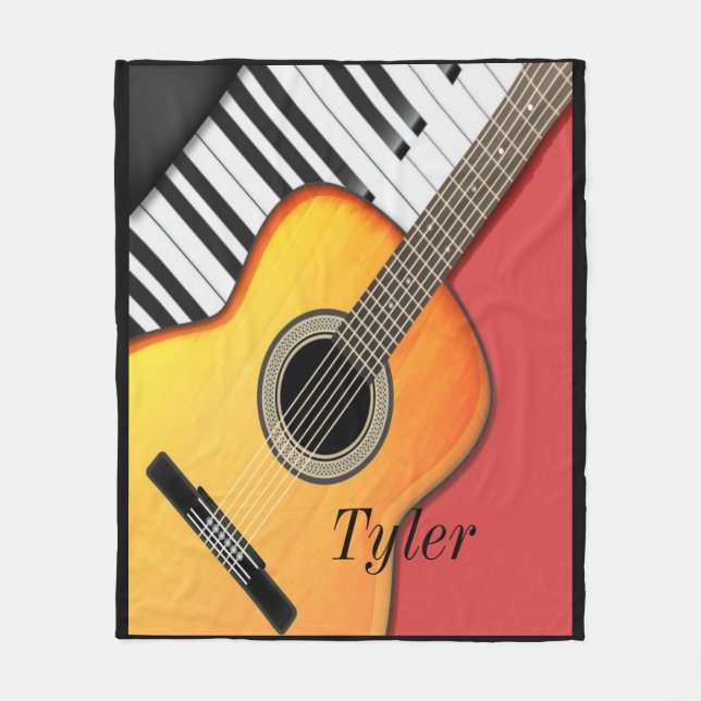 Couverture Polaire Musicien, Guitare, Clavier, Personnalisé (Devant)