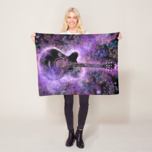 Couverture Polaire Musique de guitare Blanche polaire violet