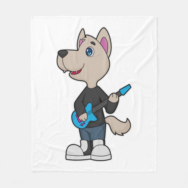 Couverture Polaire Musique de guitare musicienne de chien (Devant)