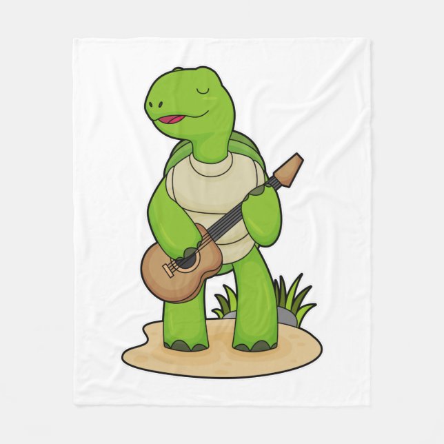 Couverture Polaire Musique de guitare musicienne de tortue (Devant)