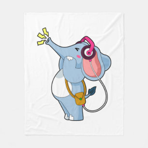 Couverture Polaire Musique d'écouteur éléphant