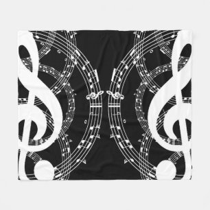 Couverture Polaire Musique d'image miroir noir et blanc
