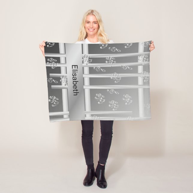 Couverture Polaire musique, note, clef, bande, symbole, brillant, élé (En situation)