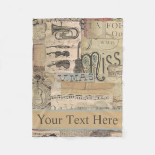 Couverture Polaire Musique vintage Note guitare tuba violon Musique T