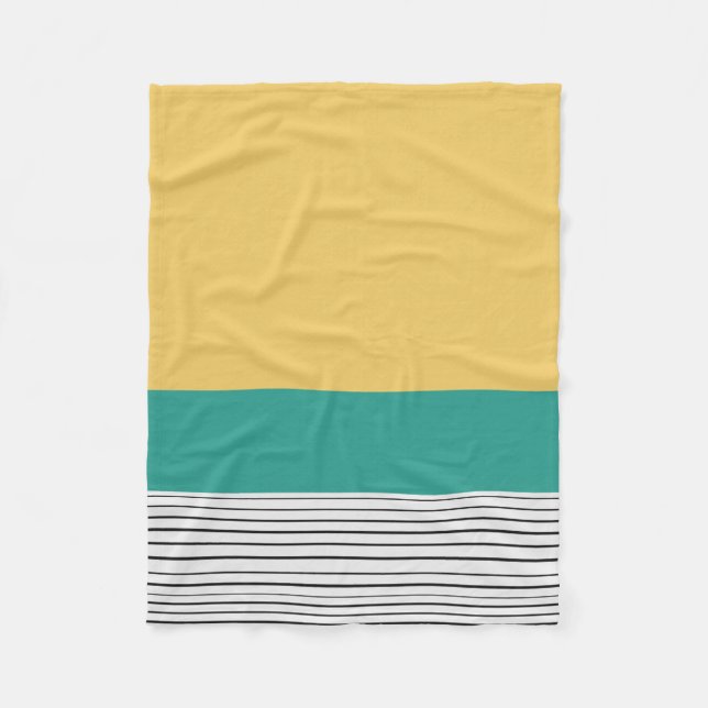 Couverture Polaire Mustard et motif turquoise (Devant)