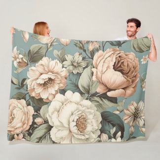 Couverture Polaire Muted Botanical Dream