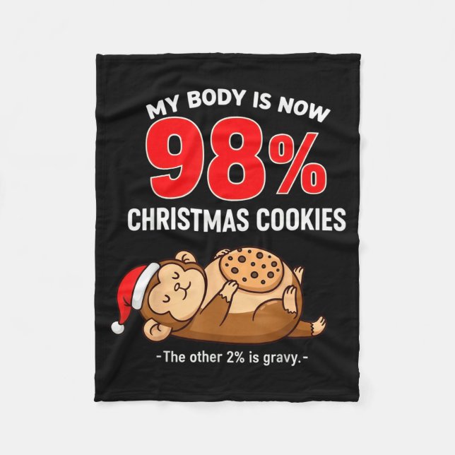 Couverture Polaire My Body Is 98% Christmas Cookies Funny Monkey Paja (Devant)
