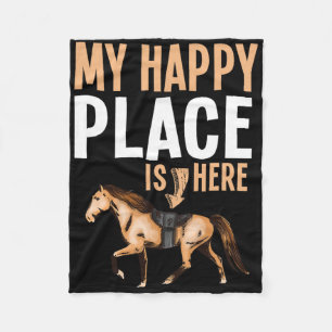 Couverture Polaire My Happy Place Horse Lover Horseback Riding Equest