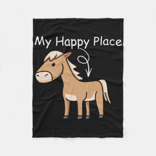 Couverture Polaire My Happy Place Horseback équitation Equestre Lover