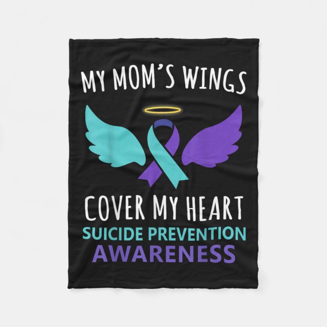 Couverture Polaire My Mom's Wings Cover Heart Suicide Awareness Ribbo (Devant)