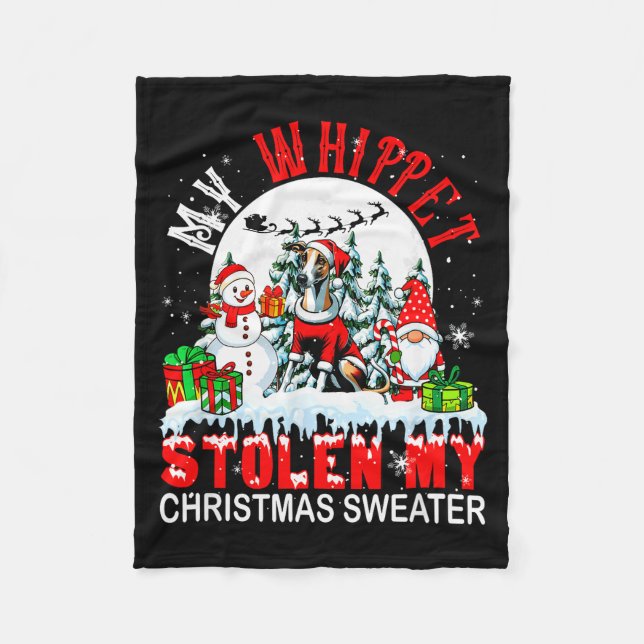 Couverture Polaire My Whippet Stolen My Christmas Sweater Santa Dog O (Devant)