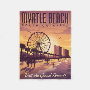 Couverture Polaire Myrtle Beach Caroline du Sud Voyage Vintage
