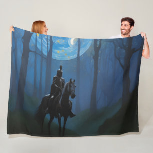 Couverture Polaire Mystérieux Chevalier Noir dans la Forêt Lune