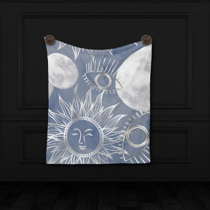 Couverture Polaire Mystique solaire Dusty Blue Silver Moon Stars So