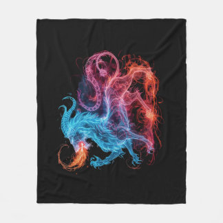 Couverture Polaire Mythe Néon Chimère Lion Lumière Magique Fantastiqu