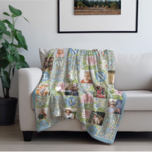Couverture Polaire Nana, nous t'aimons   Courtepoint floral patchwork
