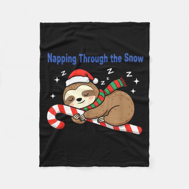 Couverture Polaire Napng Through The Snow Christmas Sloth Candy Cane  (Devant)