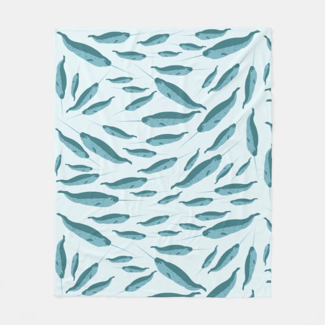 Couverture Polaire Narwhal dans le Motif de l'océan bleu (Devant)