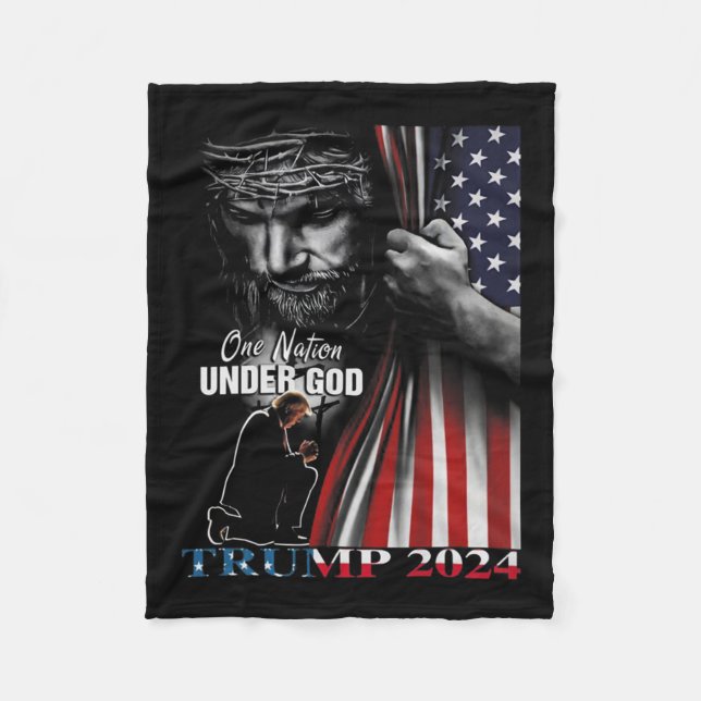 Couverture Polaire Nation Under God Trump 2024 God American Flag (Devant)