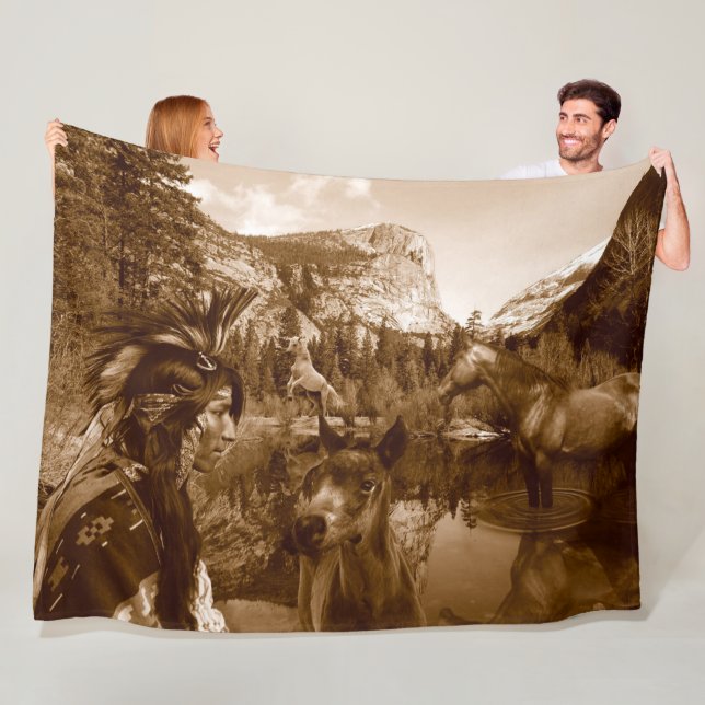 COUVERTURE POLAIRE NATIVE AMERICAN (En situation)