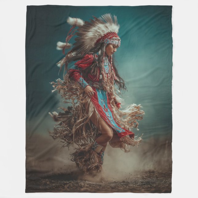 Couverture Polaire Native American Woman Throw Blanket (Devant)